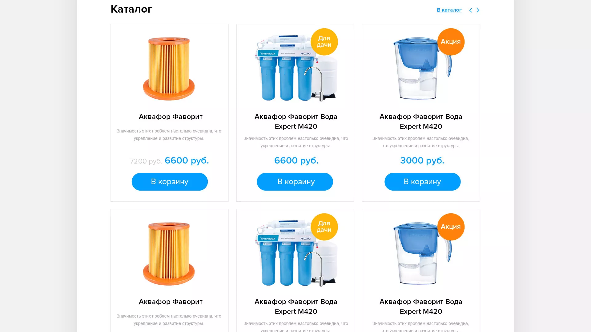 Создание интернет-магазина «Водолей» по продаже фильтров очистных сооружений в Железнодорожном